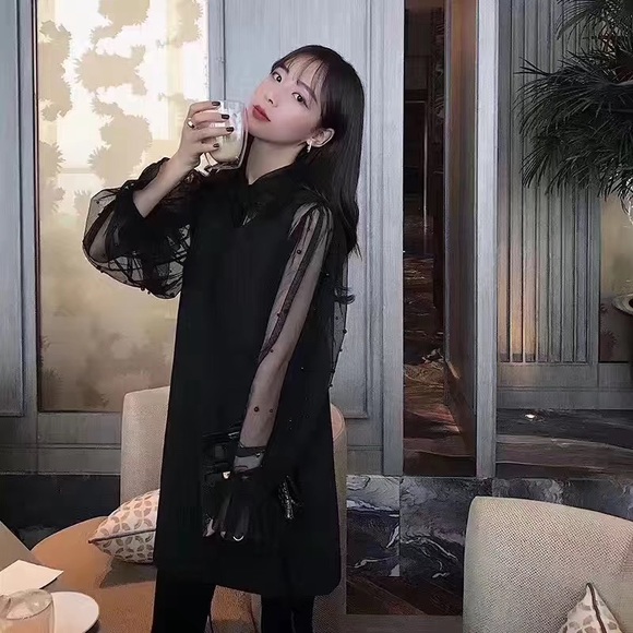 Blouse and Dress Set Black/White - Picture 1 of 6